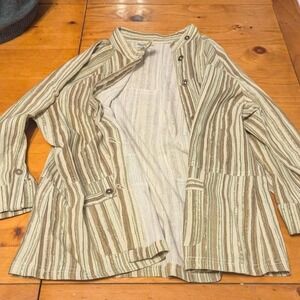 Vintage Norm Thompson Womens 1X Cotton‎ Striped Utility Jacket